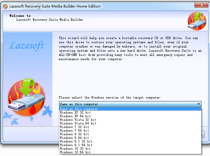 Welcome to Lazesotft Recovery Suite bootable media builder.