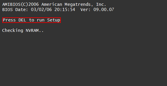 Press del to run. F2 to Run Setup что выбрать.